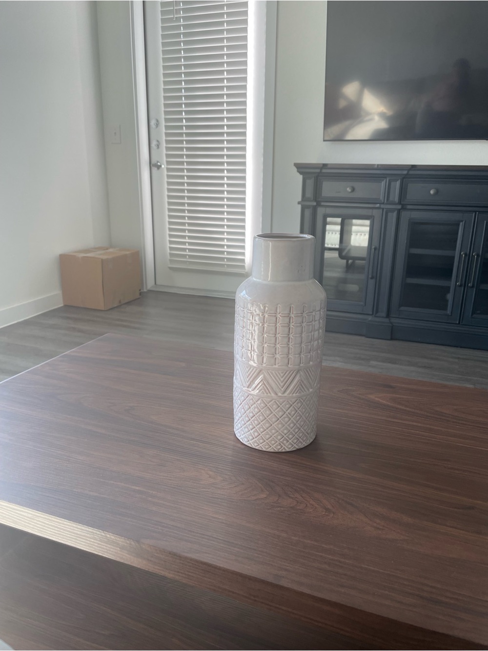 Neutral White Textured Ceramic Vase - Home Accents